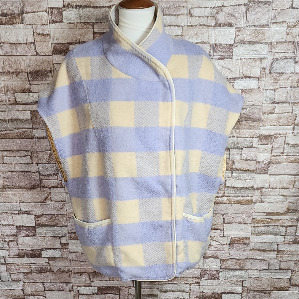 Andersen & Lauth Plaid  Jacket Vest Tan and Lavender
